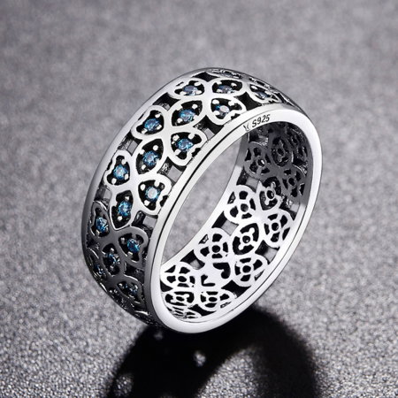 Inel argint 925 cu trifoi cu patru foi si zirconii albastre - Be Elegant IST0025 [1]