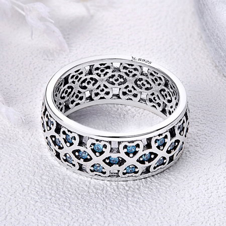 Inel argint 925 cu trifoi cu patru foi si zirconii albastre - Be Elegant IST0025 [2]