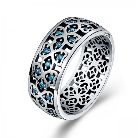 Inel argint 925 cu trifoi cu patru foi si zirconii albastre - Be Elegant IST0025 [0]