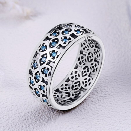 Inel argint 925 cu trifoi cu patru foi si zirconii albastre - Be Elegant IST0025 [3]