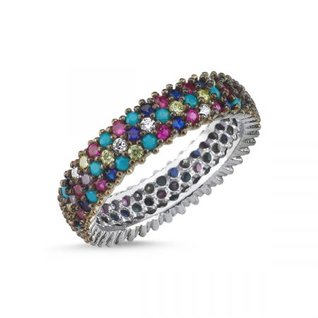 Inel argint 925 cu zirconii multicolore