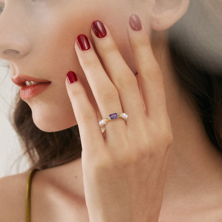 Inel argint 925 elastic placat cu aur 14K cu perle naturale si zirconiu [3]