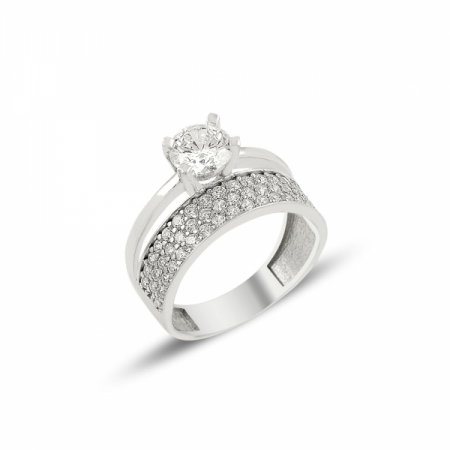 Inel argint Eternity & Solitaire cu 3 randuri zirconii [0]