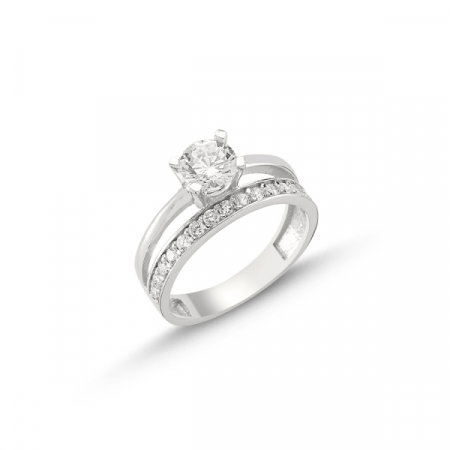 Inel argint Eternity & Solitaire cu un rand de zirconii [0]