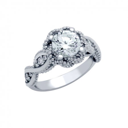 Inel elegant floare din argint 925 rodiat cu zirconii ISX0475 [0]