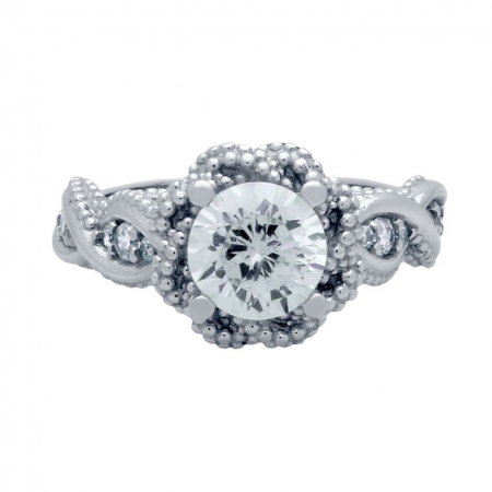 Inel elegant floare din argint 925 rodiat cu zirconii ISX0475 [1]