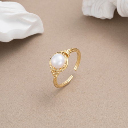 Inel argint 925 placat cu aur 14K cu perle naturale [2]