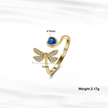 Inel argint 925 placat cu rodiu cu zirconiu safir [4]