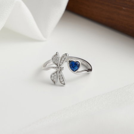 Inel argint 925 placat cu rodiu cu zirconiu safir [1]