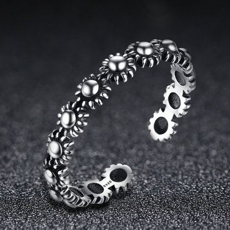 Inel argint 925 reglabil cu flori si aspect vintage - Be Nature IST0022 [1]