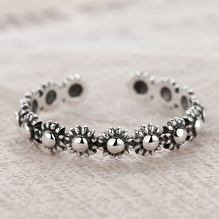 Inel argint 925 reglabil cu flori si aspect vintage - Be Nature IST0022 [4]