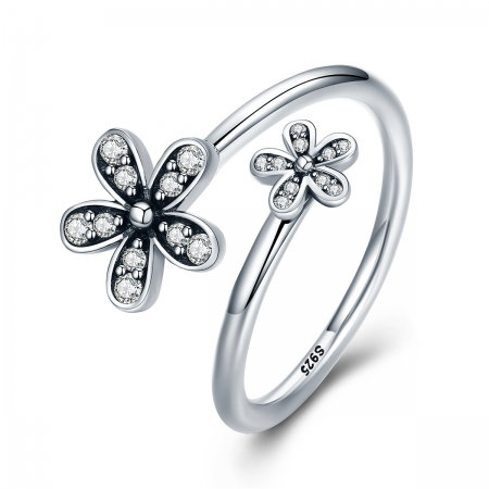 Inel argint 925 reglabil cu floricele si zirconii albe - Be Nature IST0024 [0]
