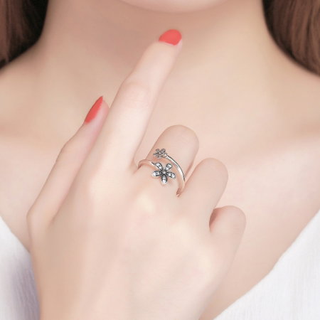 Inel argint 925 reglabil cu floricele si zirconii albe - Be Nature IST0024 [4]