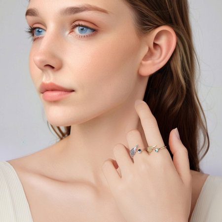 Inel argint aripa de inger si inmioara [8]