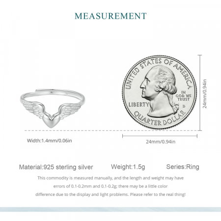 Inel argint aripi de inger, reglabil [10]