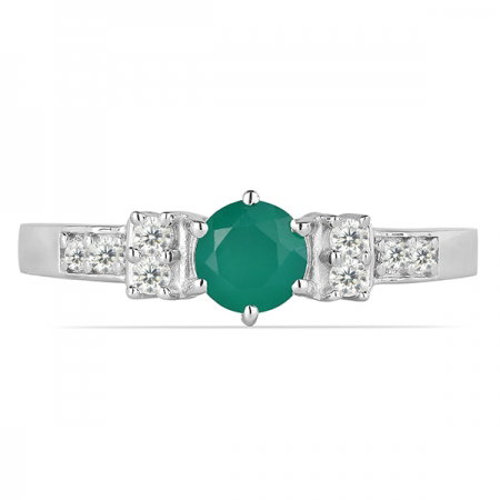 Inel argint Artemisia, 925, cu agat verde si zirconiu alb - IVA0019 [1]