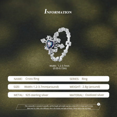 Inel argint cruce si inima, reglabil [8]