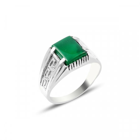 Inel argint cu agat verde [0]
