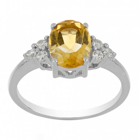 Inel argint cu citrin si 6 cristale de zirconiu alb - IVA0104 [1]