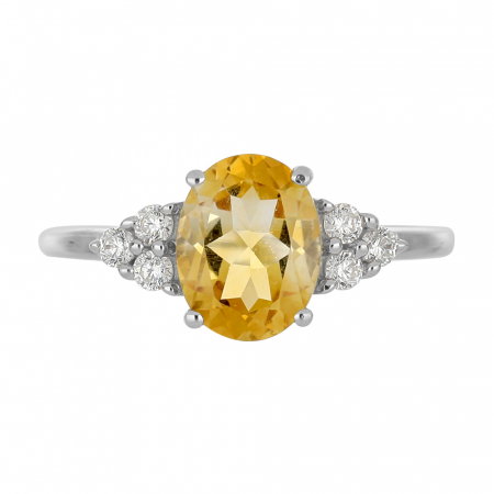 Inel argint cu citrin si 6 cristale de zirconiu alb - IVA0104 [2]