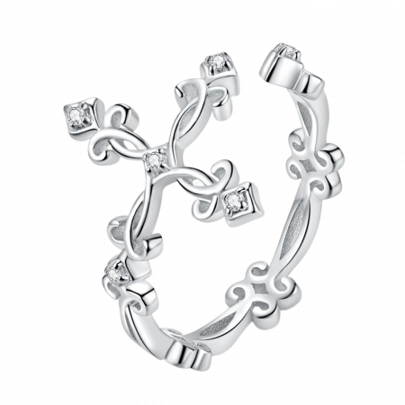 Inel argint cu cruciulita si zirconii