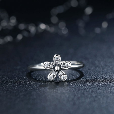 Inel argint cu floare si zirconii albe - Be Nature IST0012 [1]