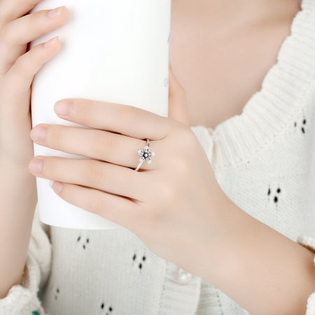 Inel argint cu floare si zirconii albe - Be Nature IST0012 [5]