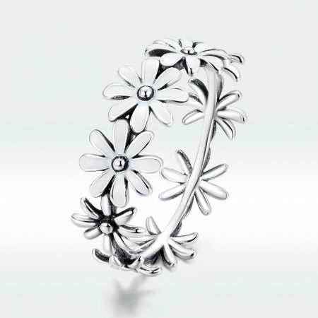 Inel argint cu flori margarete albe [7]