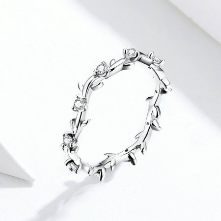 Inel argint elegant cu floricele albe [3]