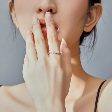 Inel argint elegant cu floricele albe [2]