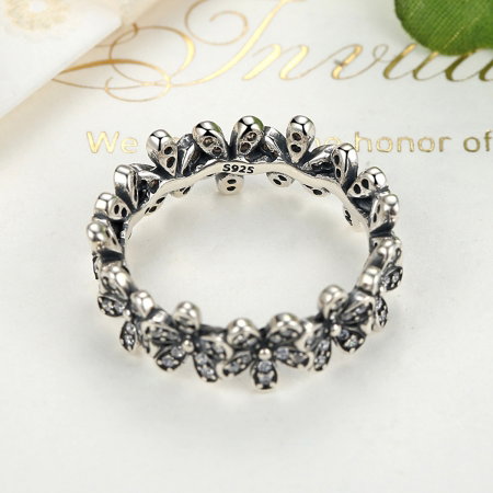 Inel argint cu floricele si zirconii albe - Be Nature IST0011 [3]