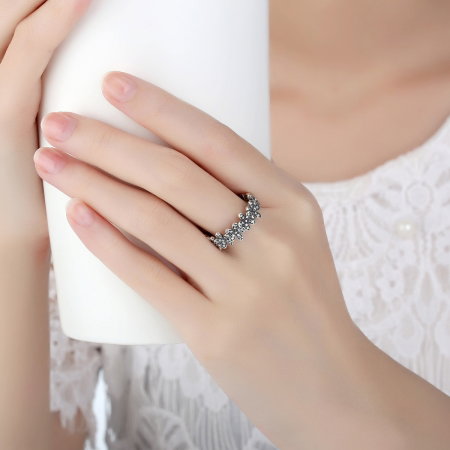 Inel argint cu floricele si zirconii albe - Be Nature IST0011 [5]