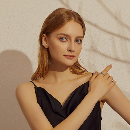 Inel argint cu frunza si zirconii [6]