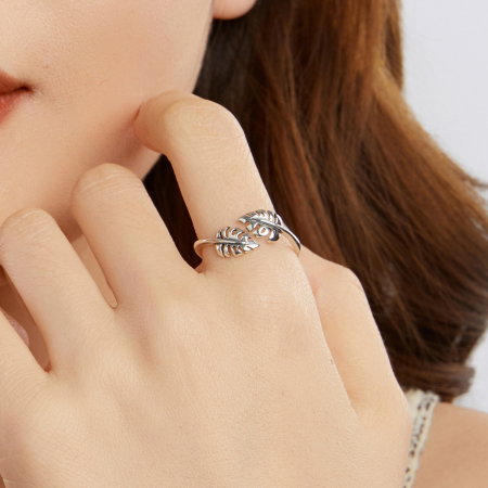 Inel argint cu frunze [7]