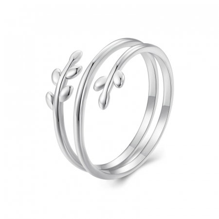 Inel argint cu frunze, reglabil