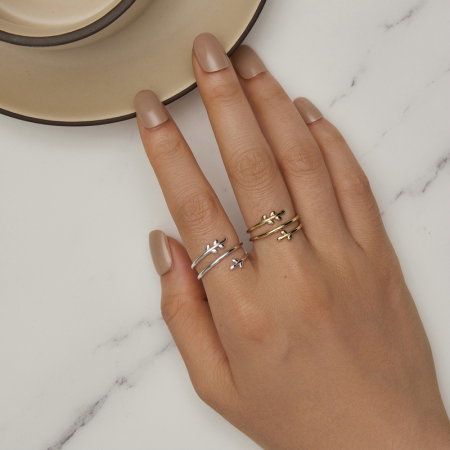 Inel argint cu frunze, reglabil [4]