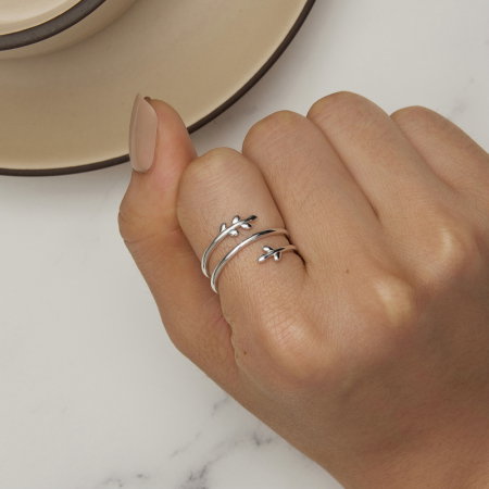 Inel argint cu frunze, reglabil [1]