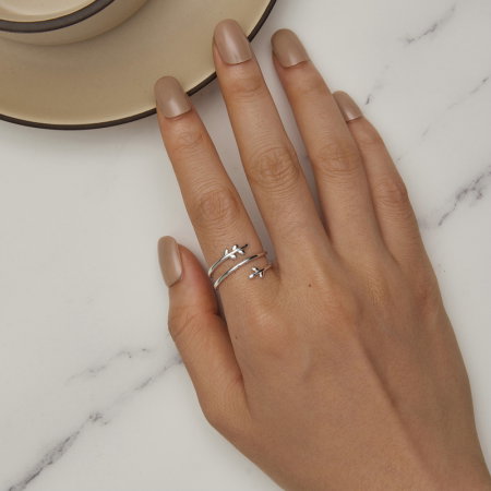 Inel argint cu frunze, reglabil [3]