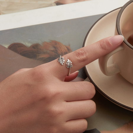 Inel argint cu frunze [3]