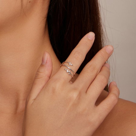 Inel argint cu frunze, reglabil [2]