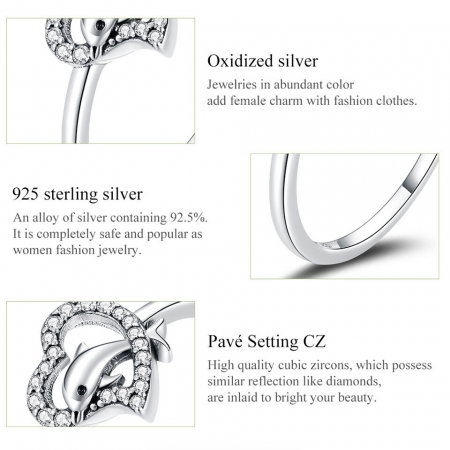 Inel argint cu inima si delfin [4]