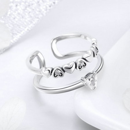 Inel argint cu inimioare [3]