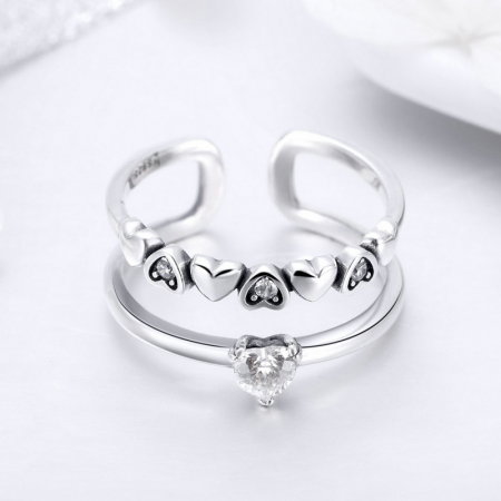 Inel argint cu inimioare [2]