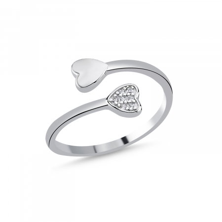 Inel argint cu inimioare si zirconii