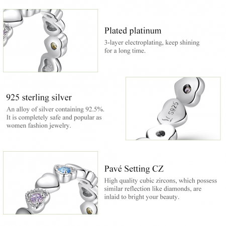 Inel argint cu inimioare si zirconii curcubeu [8]