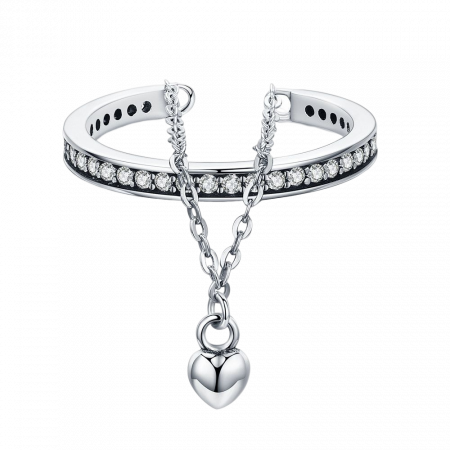 Inel argint cu lant si inimioara