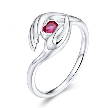 Inel argint cu maini protectoare si zirconiu