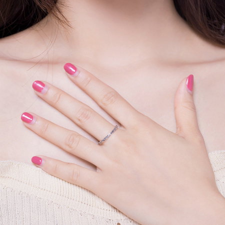 Inel subtire din argint cu model floral [5]