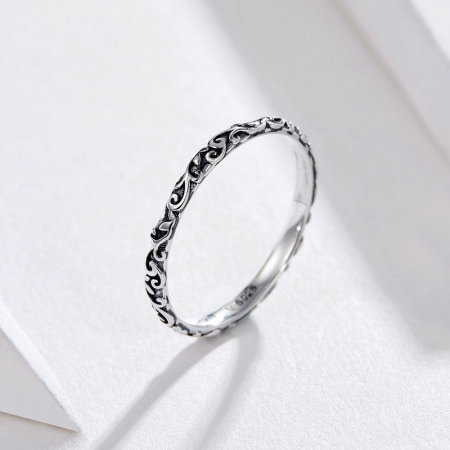 Inel subtire din argint cu model floral [1]