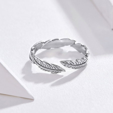 Inel argint cu pene, reglabil [2]